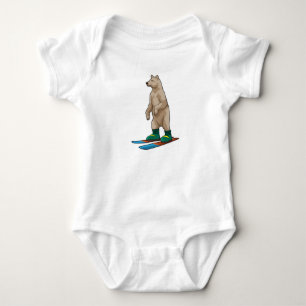 Bear as Skier with Ski Baby Bodysuit