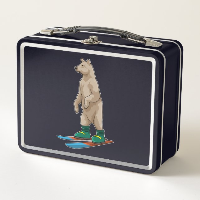 Bear as Skier with Ski Metal Lunch Box (Front)