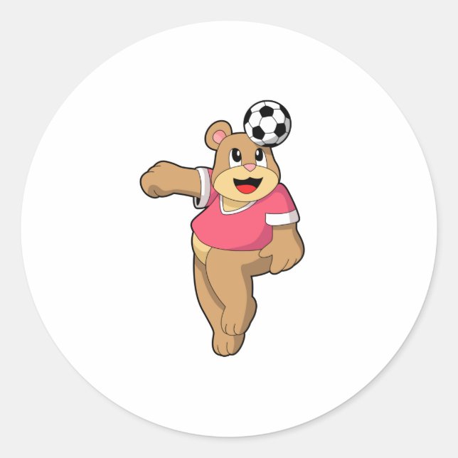 Bear as Soccer player with Soccer.PNG Classic Round Sticker (Front)