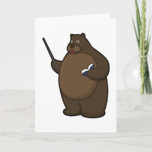 Bear as Teacher with Book & Pointer Card