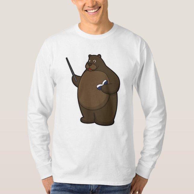 Bear as Teacher with Book & Pointer T-Shirt (Front)
