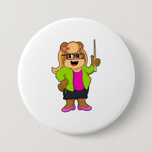Bear as Teacher with Glasses 3 Inch Round Button