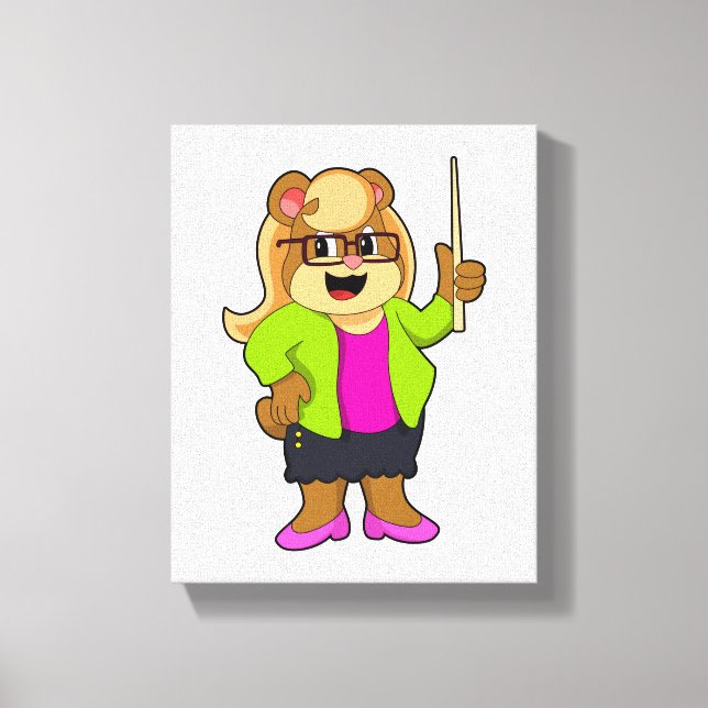 Bear as Teacher with Glasses Canvas Print (Front)