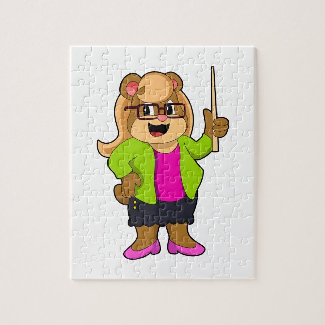 Bear as Teacher with Glasses Jigsaw Puzzle (Vertical)