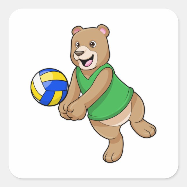 Bear as Volleyball player with Volleyball Square Sticker (Front)