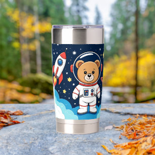 Bear Astronaut Cartoon Illustration Insulated Tumbler