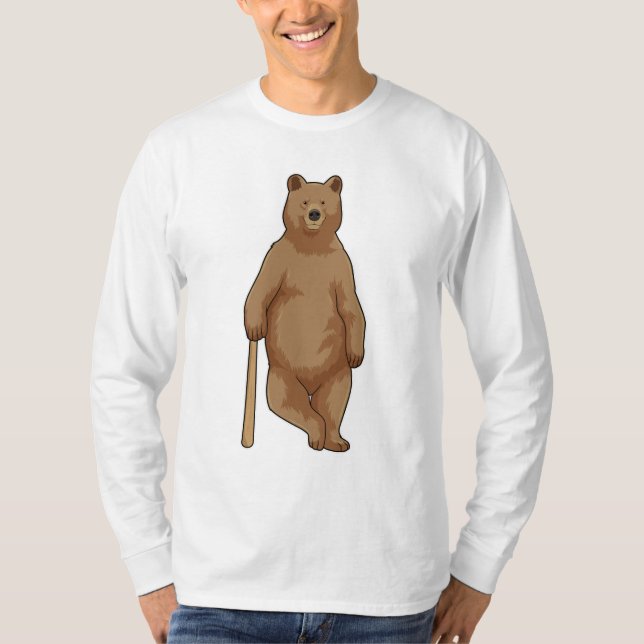 Bear at Baseball with Baseball bat T-Shirt (Front)