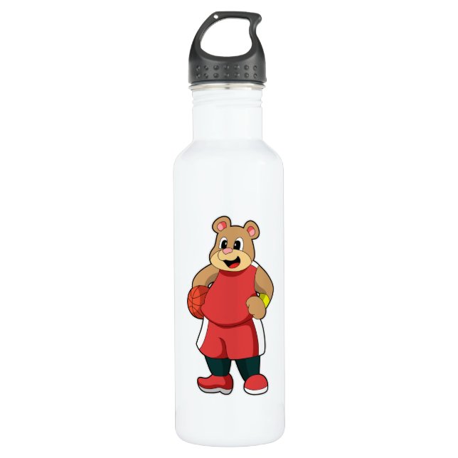 Bear at Basketball Sports 710 Ml Water Bottle (Front)