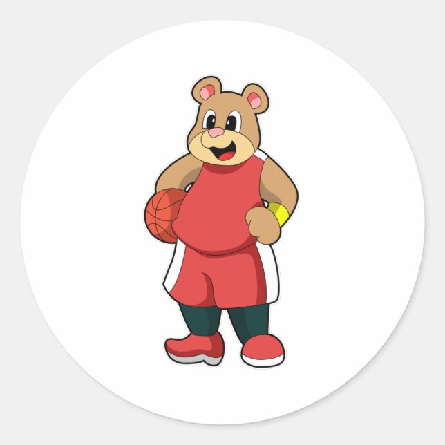 Bear at Basketball Sports Classic Round Sticker (Front)
