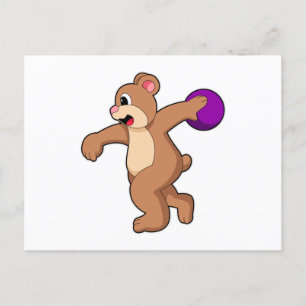 Bear at Bowling with Bowling ball Postcard