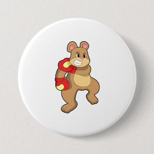 Bear at Boxing with Boxing gloves 3 Inch Round Button