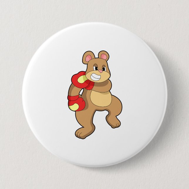 Bear at Boxing with Boxing gloves 3 Inch Round Button (Front)