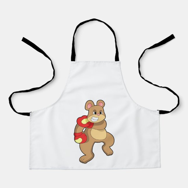 Bear at Boxing with Boxing gloves Apron (Front)