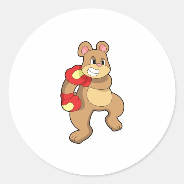 Bear at Boxing with Boxing gloves Classic Round Sticker (Front)