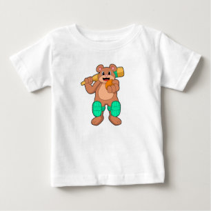 Bear at Cricket with Cricket bat Baby T-Shirt