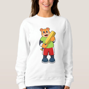 Bear at Cricket with Cricket bat Sweatshirt