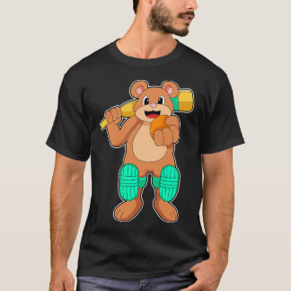 Bear at Cricket with Cricket bat T-Shirt