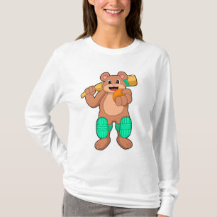 Bear at Cricket with Cricket bat T-Shirt