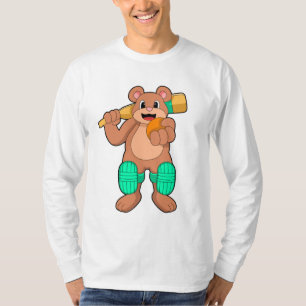 Bear at Cricket with Cricket bat T-Shirt