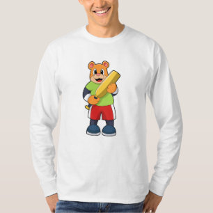Bear at Cricket with Cricket bat T-Shirt