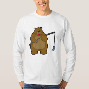 Bear at Fishing with Fishing rod & Fish T-Shirt