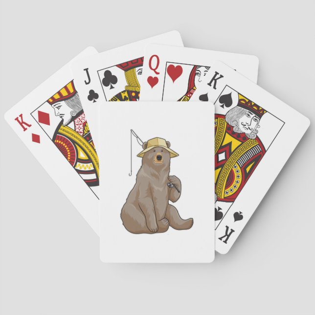 Bear at Fishing with Fishing rod Playing Cards (Back)
