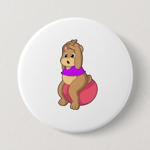 Bear at Fitness with Exercise ball.PNG 3 Inch Round Button
