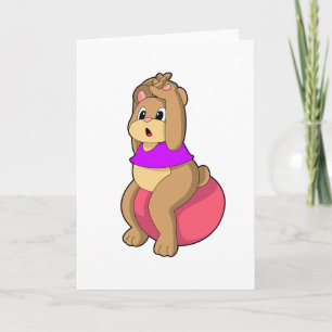 Bear at Fitness with Exercise ball.PNG Card