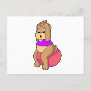 Bear at Fitness with Exercise ball.PNG Postcard