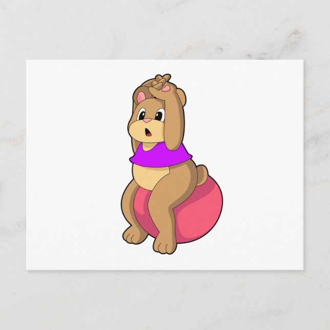 Bear at Fitness with Exercise ball.PNG Postcard (Front)