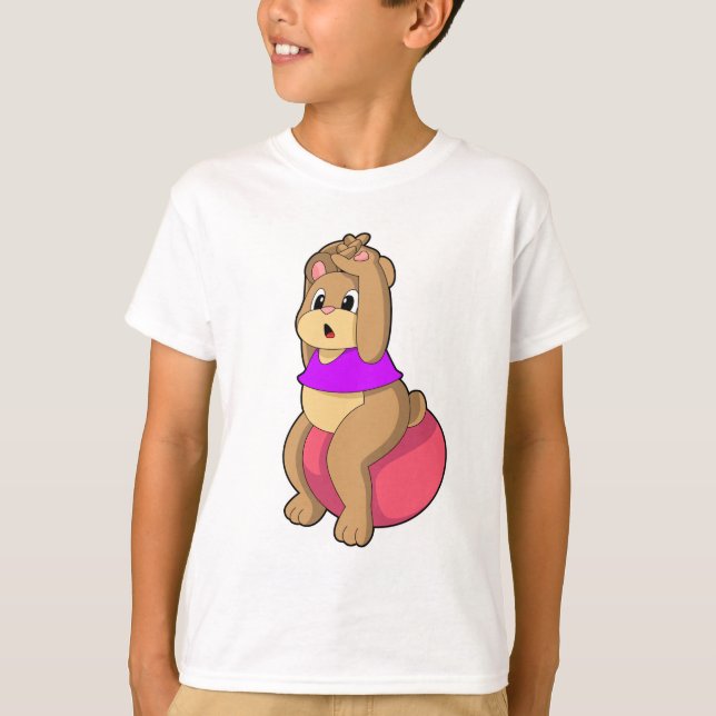Bear at Fitness with Exercise ball.PNG T-Shirt (Front)