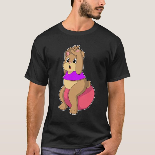 Bear at Fitness with Exercise ball.PNG T-Shirt (Front)