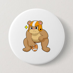 Bear at Football Sports 3 Inch Round Button