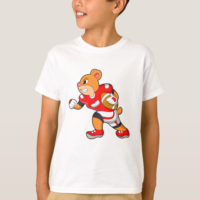 Bear at Football Sports T-Shirt (Front)