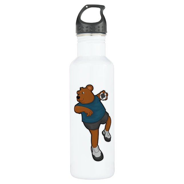 Bear at Handball player with Handball 710 Ml Water Bottle (Front)