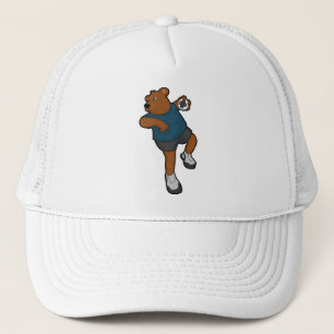 Bear at Handball player with Handball Trucker Hat