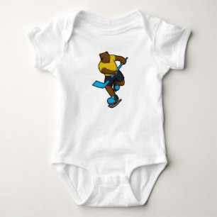 Bear at Hockey with Hockey stick Baby Bodysuit