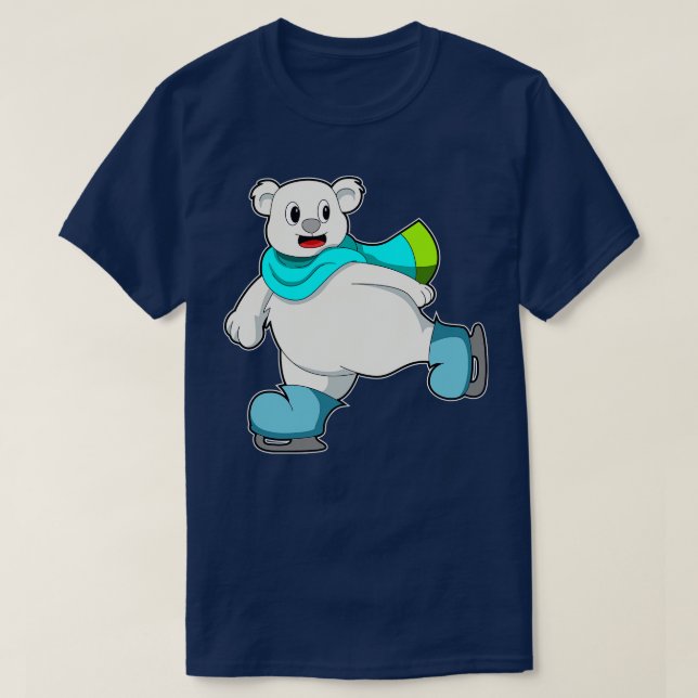 Bear at Ice skating with Ice skates 2 T-Shirt (Design Front)