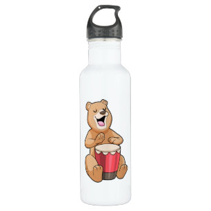 Bear at Music with Drum 710 Ml Water Bottle