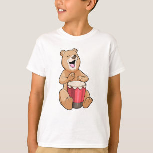 Bear at Music with Drum T-Shirt