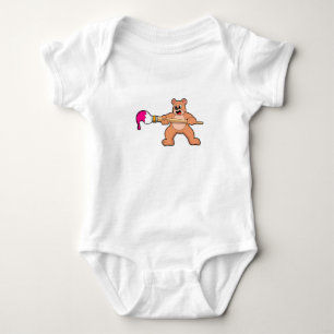 Bear at Painting with Brush & Paint Baby Bodysuit