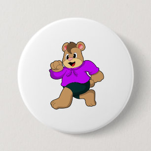 Bear at Running 3 Inch Round Button