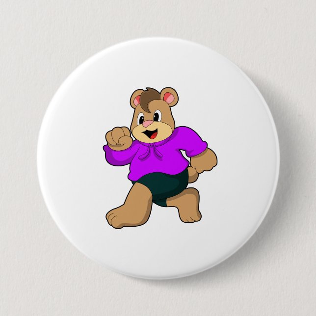 Bear at Running 3 Inch Round Button (Front)