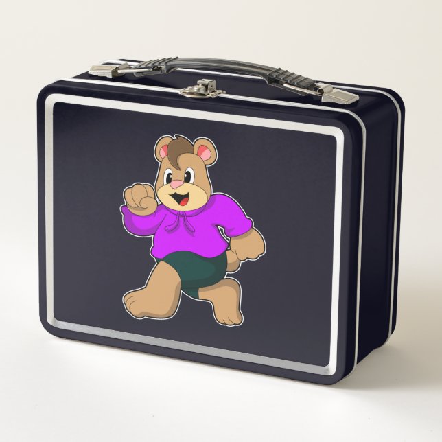Bear at Running Metal Lunch Box (Front)