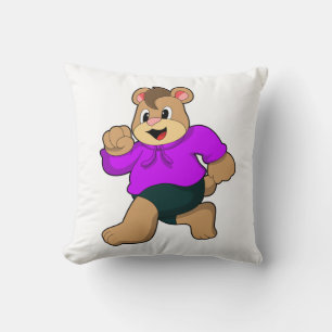 Bear at Running Throw Pillow
