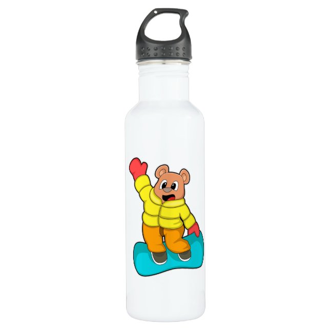 Bear at Snowboard Sports 710 Ml Water Bottle (Front)