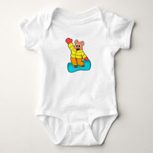 Bear at Snowboard Sports Baby Bodysuit