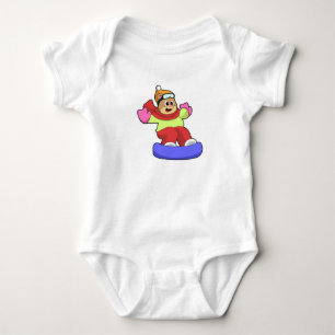 Bear at Snowboarding with Snowboard Baby Bodysuit