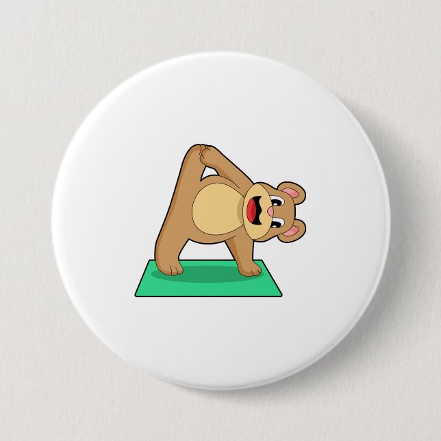 Bear at Yoga Fitness 3 Inch Round Button (Front)