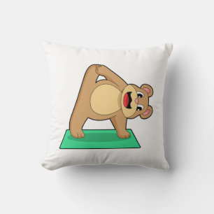 Bear at Yoga Fitness Throw Pillow